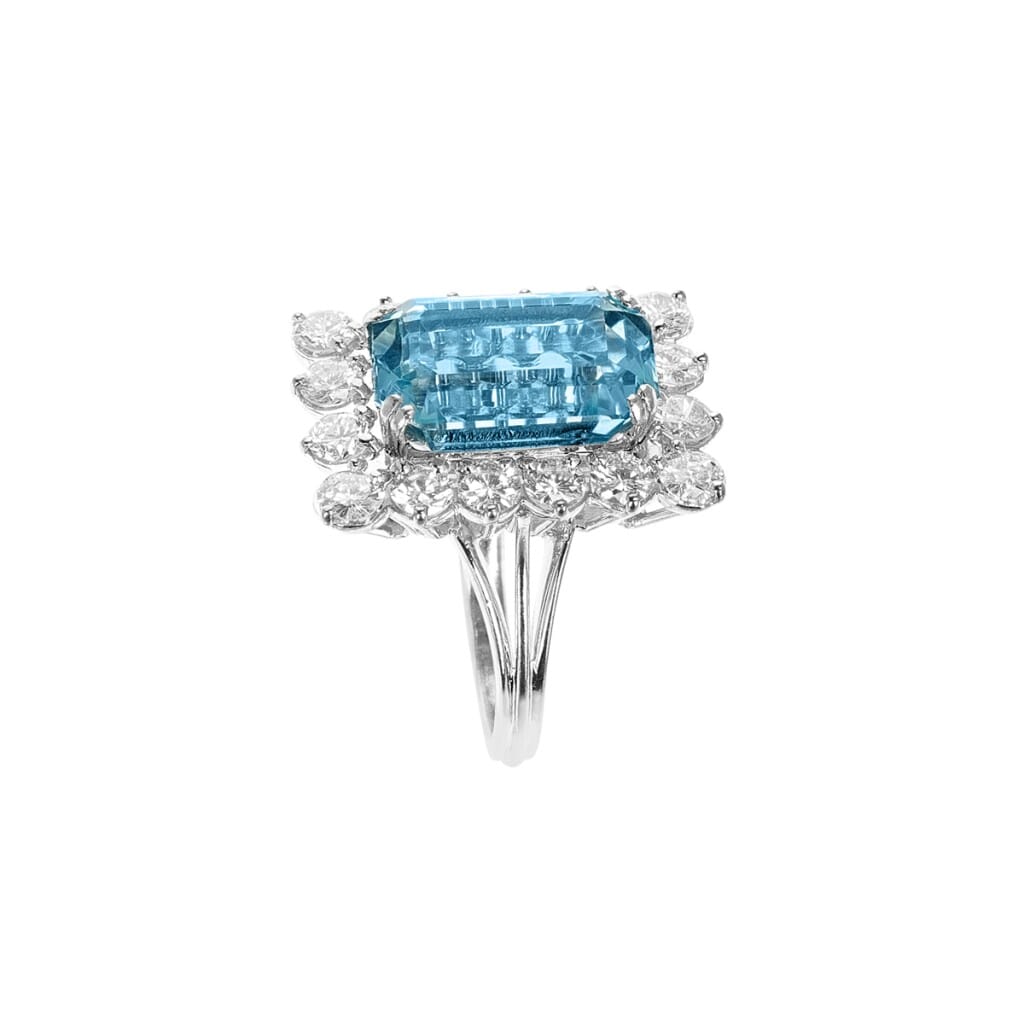 White Gold, 11.50ct Aquamarine and Diamond Ring