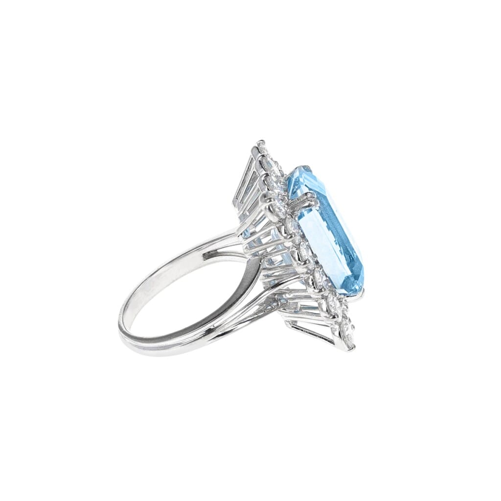 White Gold, 11.50ct Aquamarine and Diamond Ring