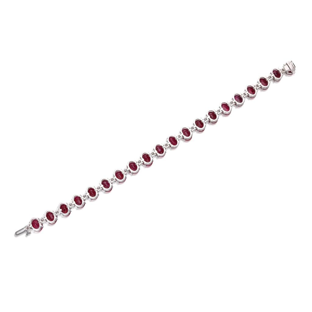 White Gold, Ruby and Diamond Line Bracelet