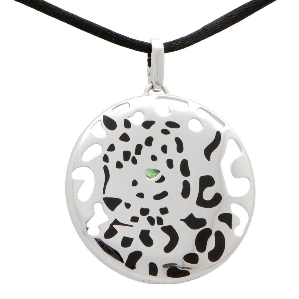 White Gold and Tsavorite Panthère Pendant Necklace
