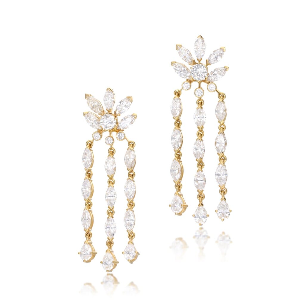 Gold and Diamond Drop Earrings