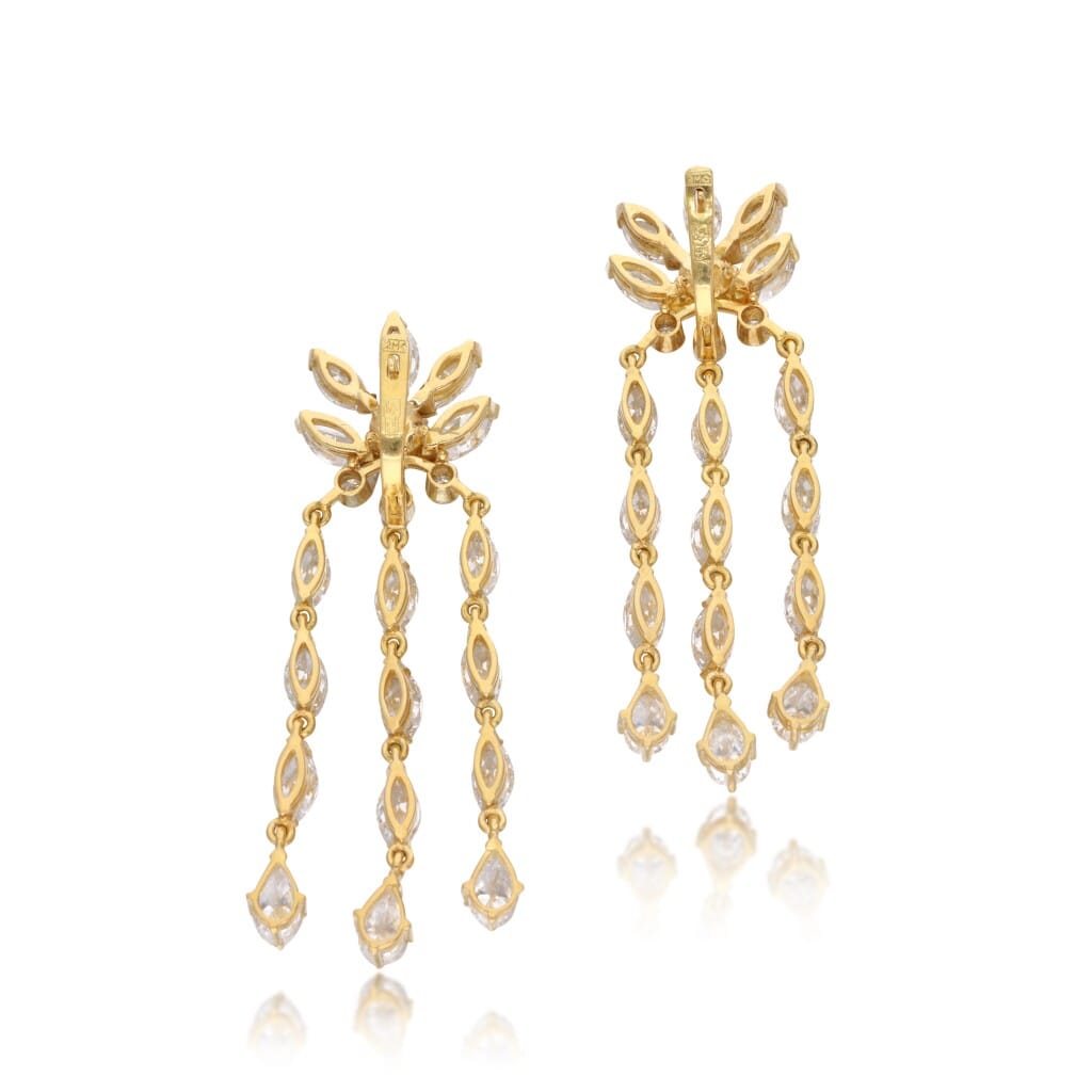 Gold and Diamond Drop Earrings