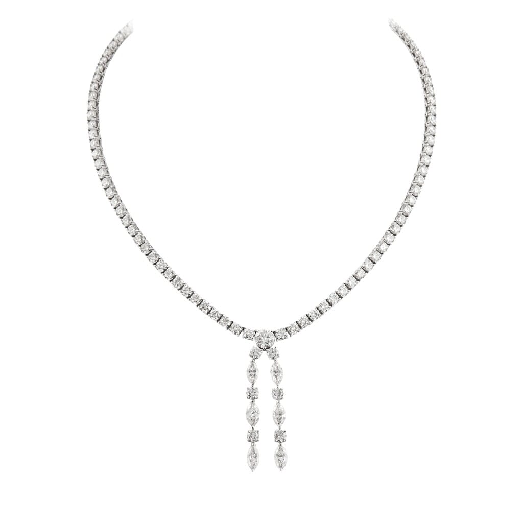 White Gold and 23.20ct Diamond Lariat Necklace
