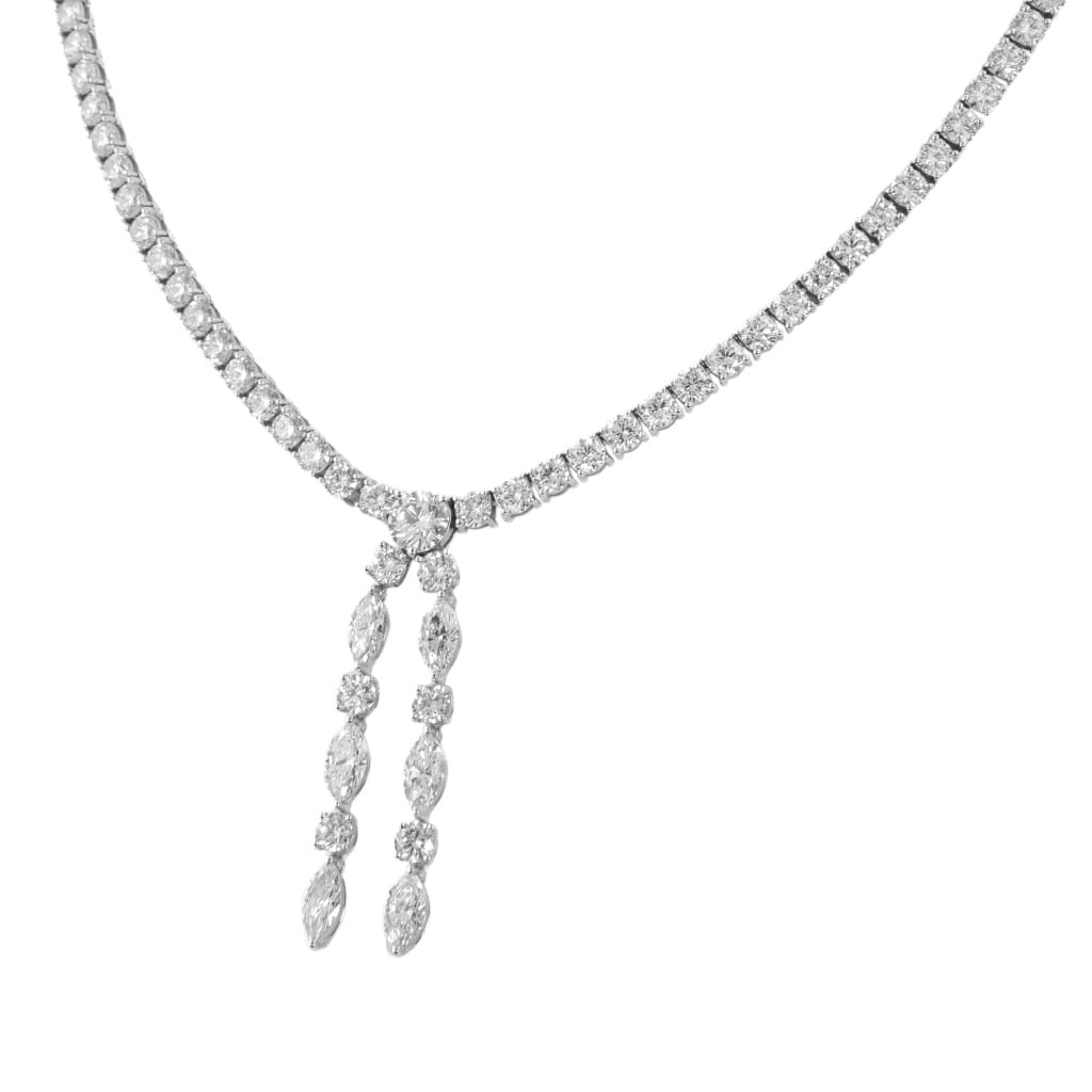 White Gold and 23.20ct Diamond Lariat Necklace