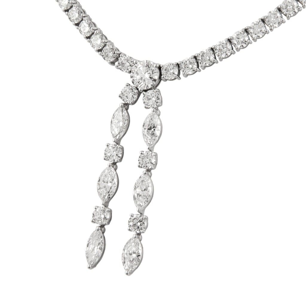 White Gold and 23.20ct Diamond Lariat Necklace