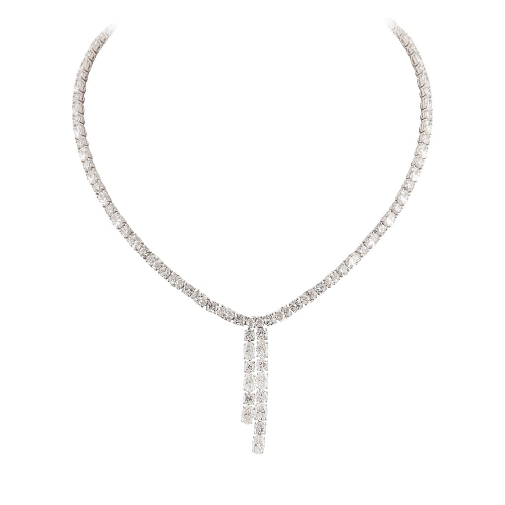 White Gold and 25.05ct Diamond Lariat Necklace