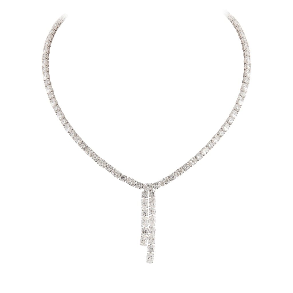 White Gold and 25.05ct Diamond Lariat Necklace