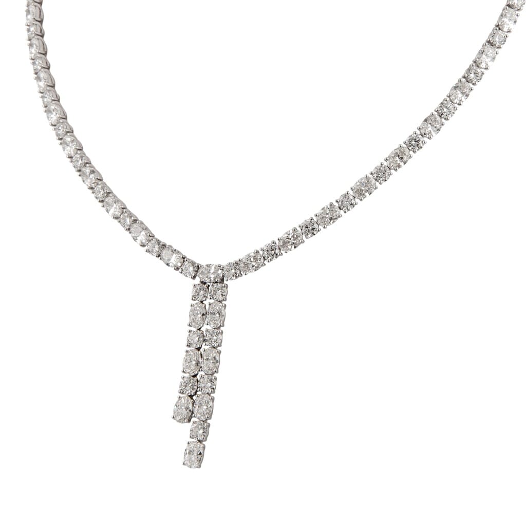 White Gold and 25.05ct Diamond Lariat Necklace