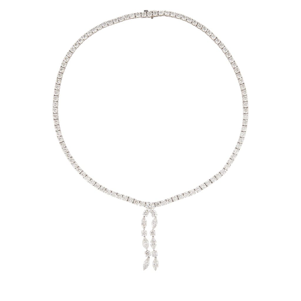 White Gold and 25.05ct Diamond Lariat Necklace
