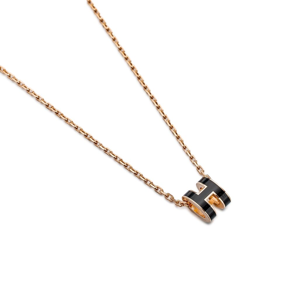 Black Lacquer Mini Pop H Pendant Rose Gold Hardware