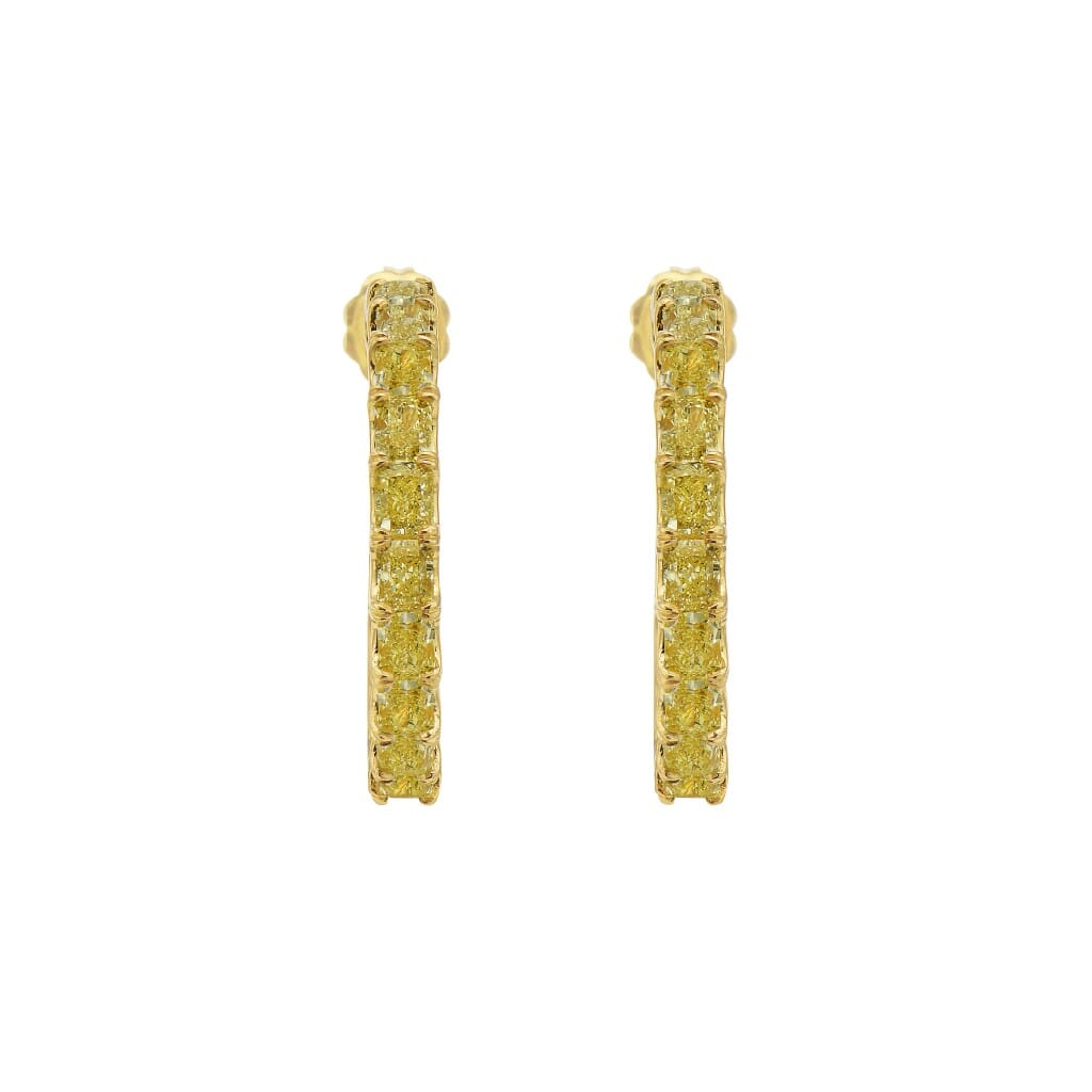 Gold and 8.00ct Fancy Yellow Diamond Hoop Earrings
