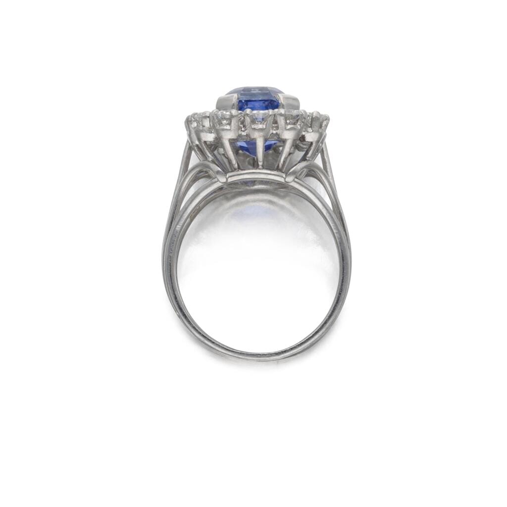 Platinum, 6.01ct Ceylon Sapphire and Diamond Ring