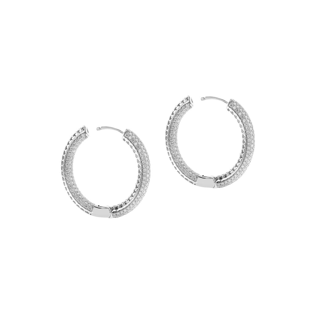 White Gold and Diamond Pavé Hoop Earrings