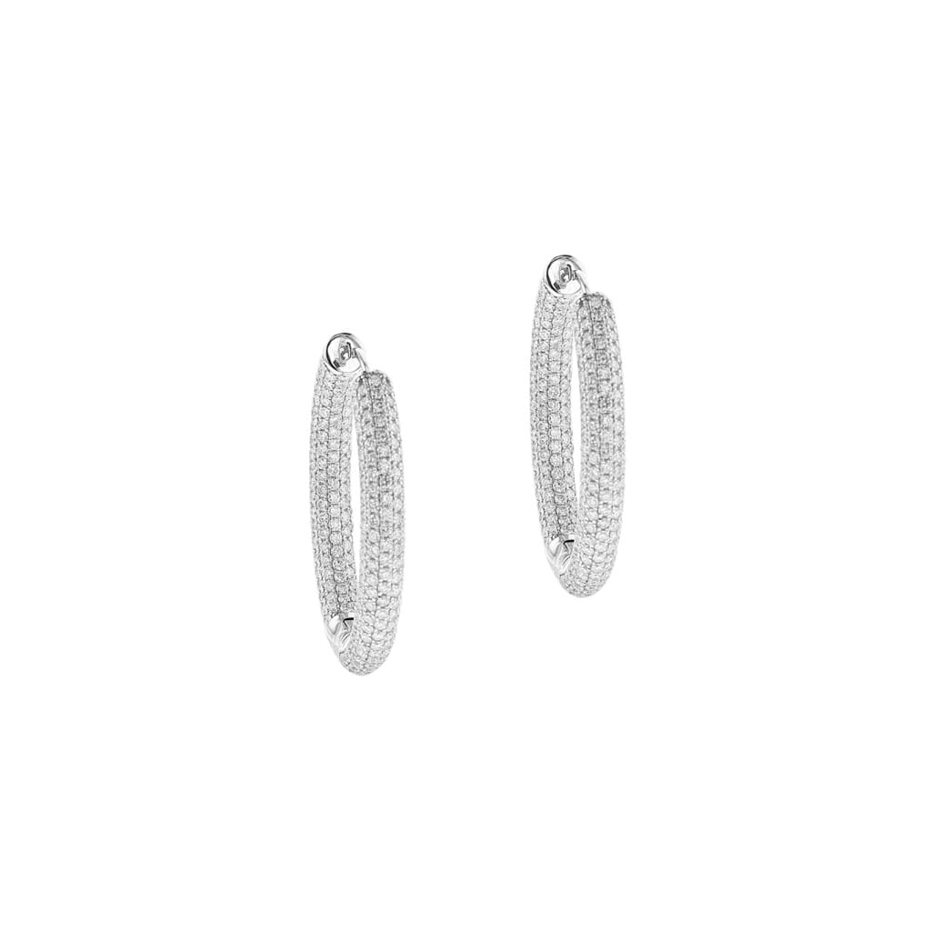 White Gold and Diamond Pavé Hoop Earrings