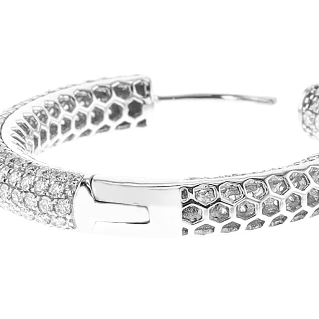White Gold and Diamond Pavé Hoop Earrings