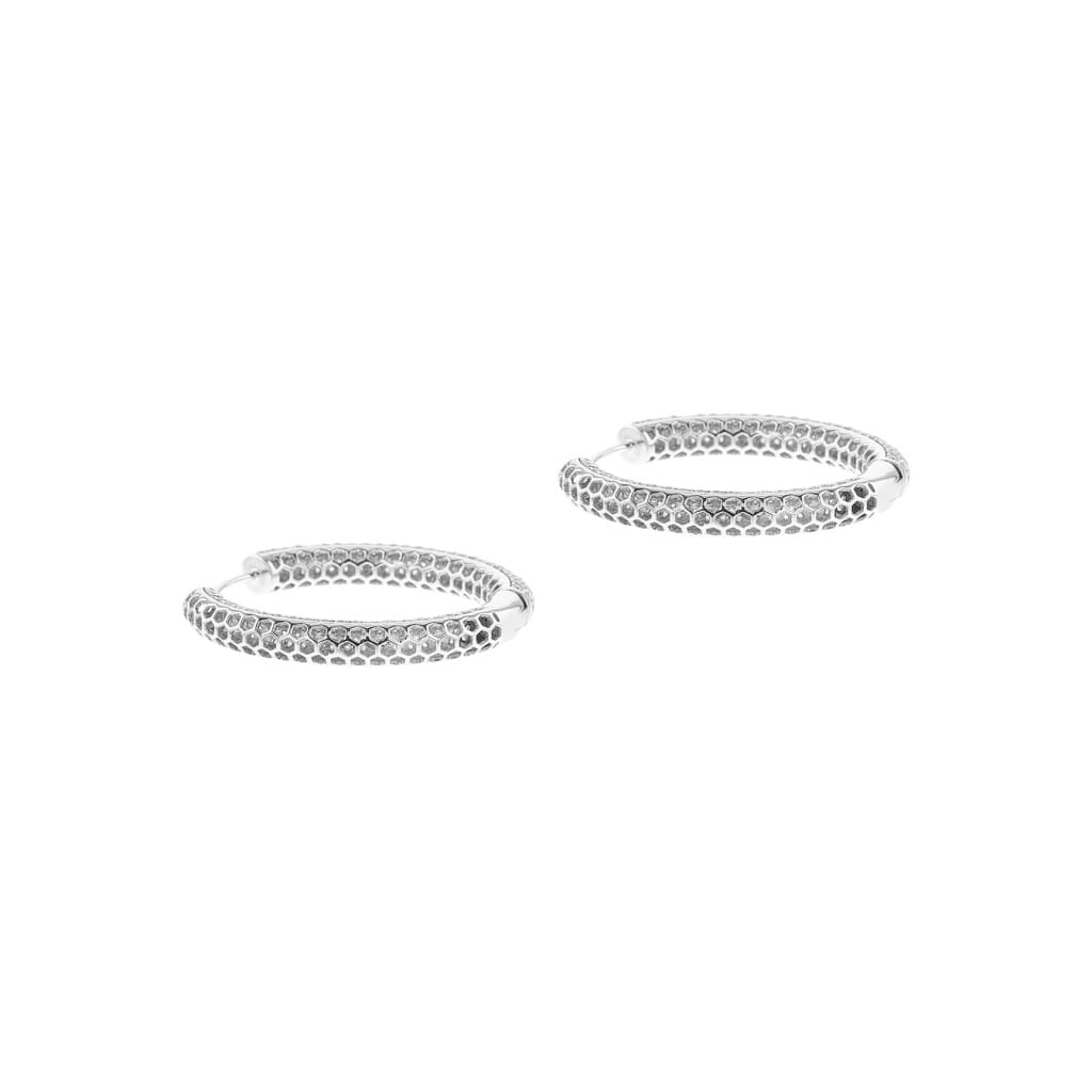 White Gold and Diamond Pavé Hoop Earrings