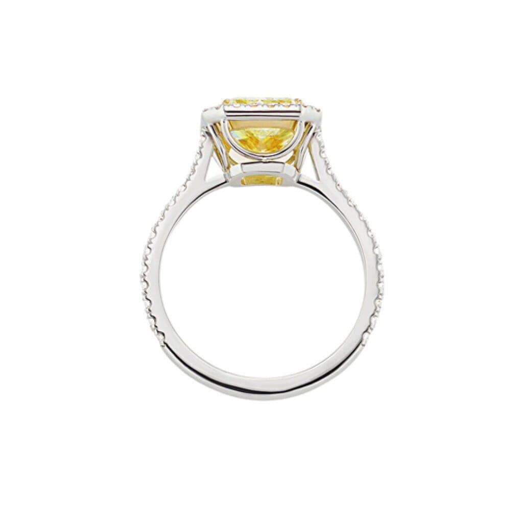 Platinum, Gold, 2.13ct Radiant Cut Fancy Yellow Diamond and Diamond Engagement Ring