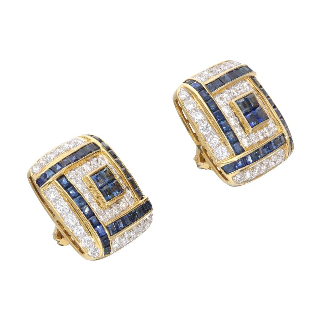 Gold, Sapphire and Diamond Earclips
