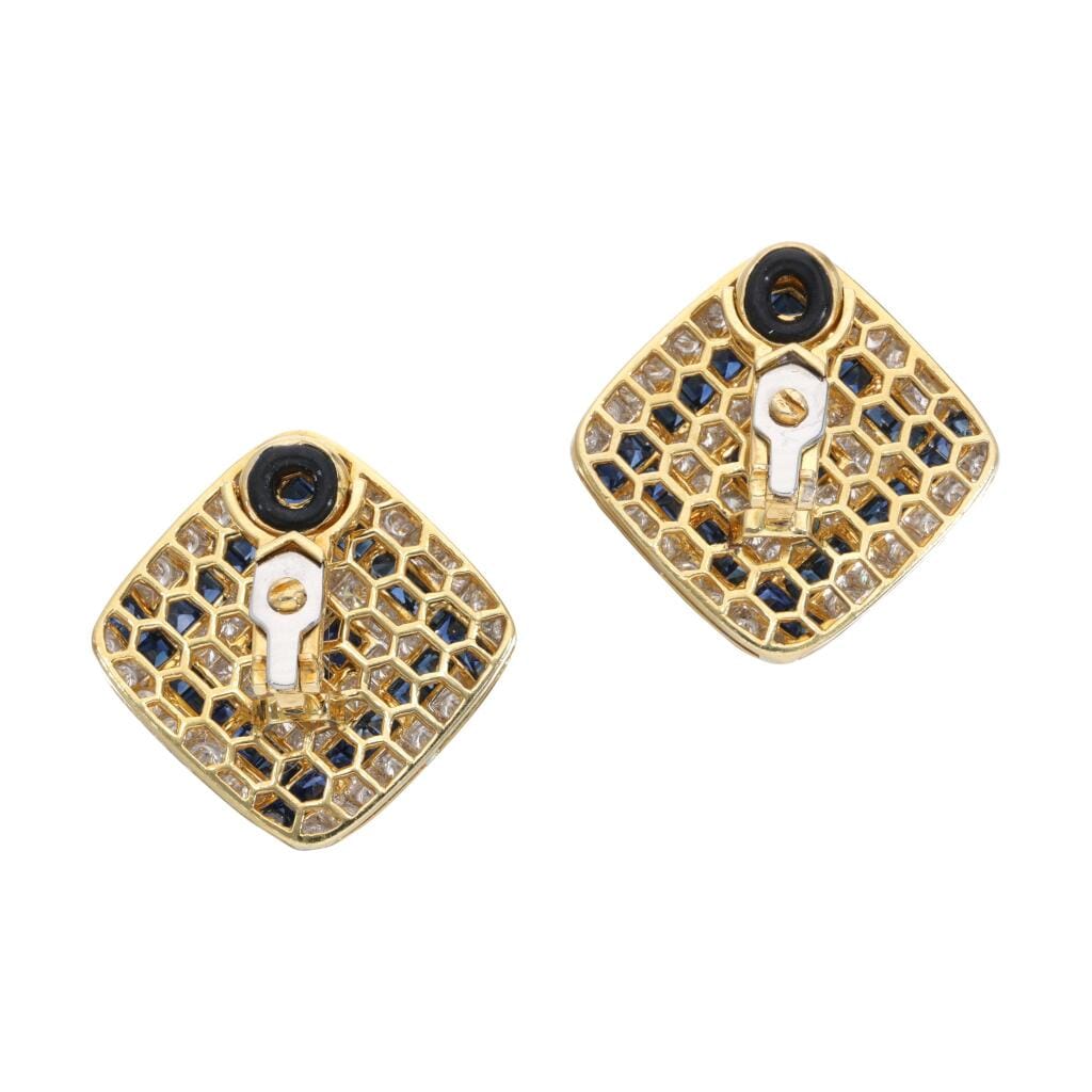 Gold, Sapphire and Diamond Earclips