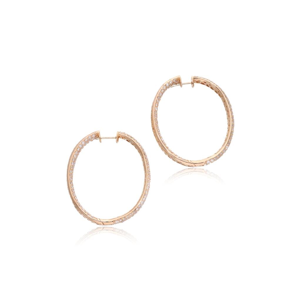 Rose Gold and 11.45ct Diamond Hoop Earrings