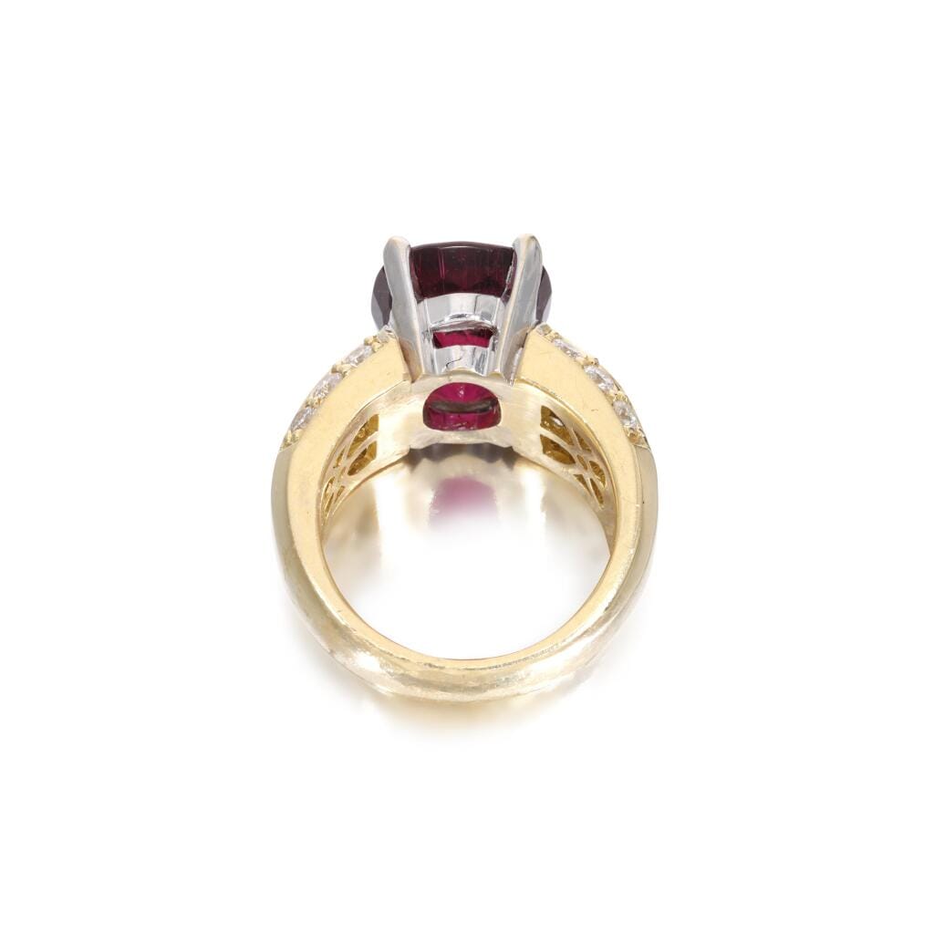 Gold, 8.65ct Rubellite Tourmaline and Diamond Ring