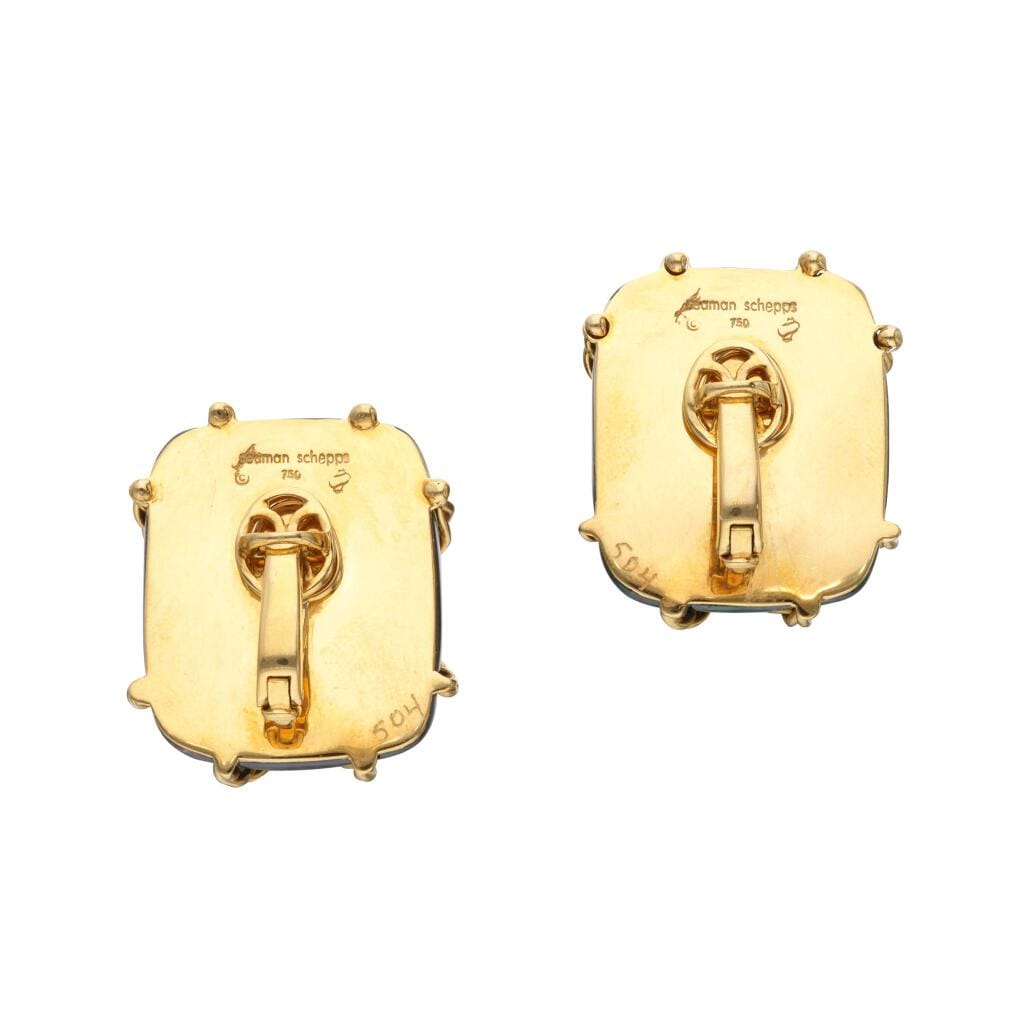 Gold and Bloodstone Earclips