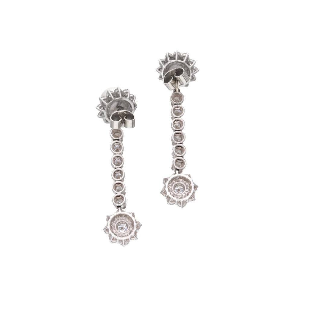 Platinum, Cultured Pearl and Diamond Drop Earrings