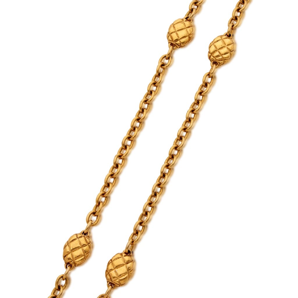 Gold Toned Quilted Chain Link Necklace, 1985