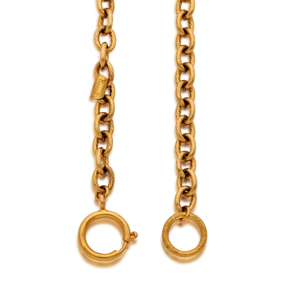 Gold Toned Quilted Chain Link Necklace, 1985