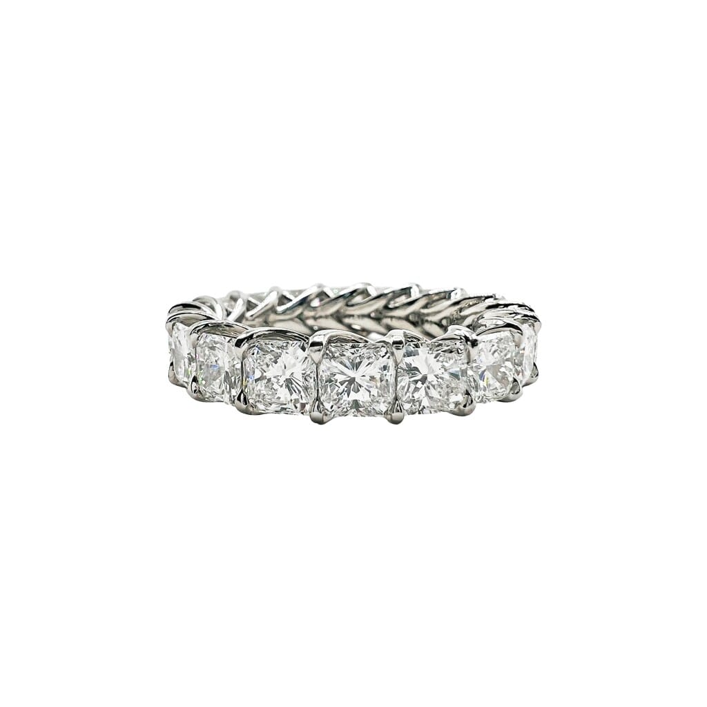 Platinum and 6.90ctw Radiant Cut Diamond Eternity Band Ring