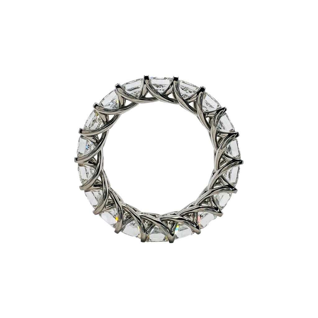 Platinum and 6.90ctw Radiant Cut Diamond Eternity Band Ring