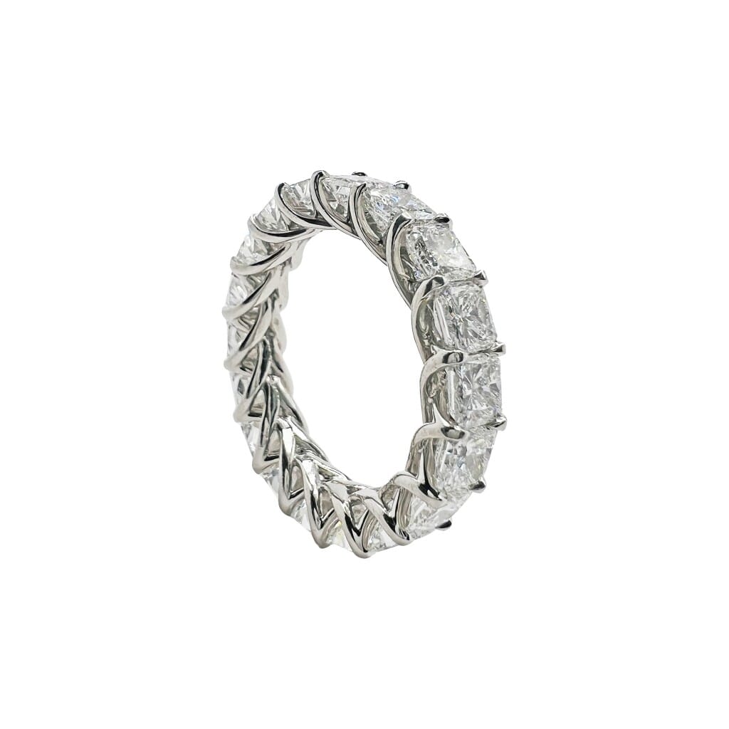 Platinum and 6.90ctw Radiant Cut Diamond Eternity Band Ring