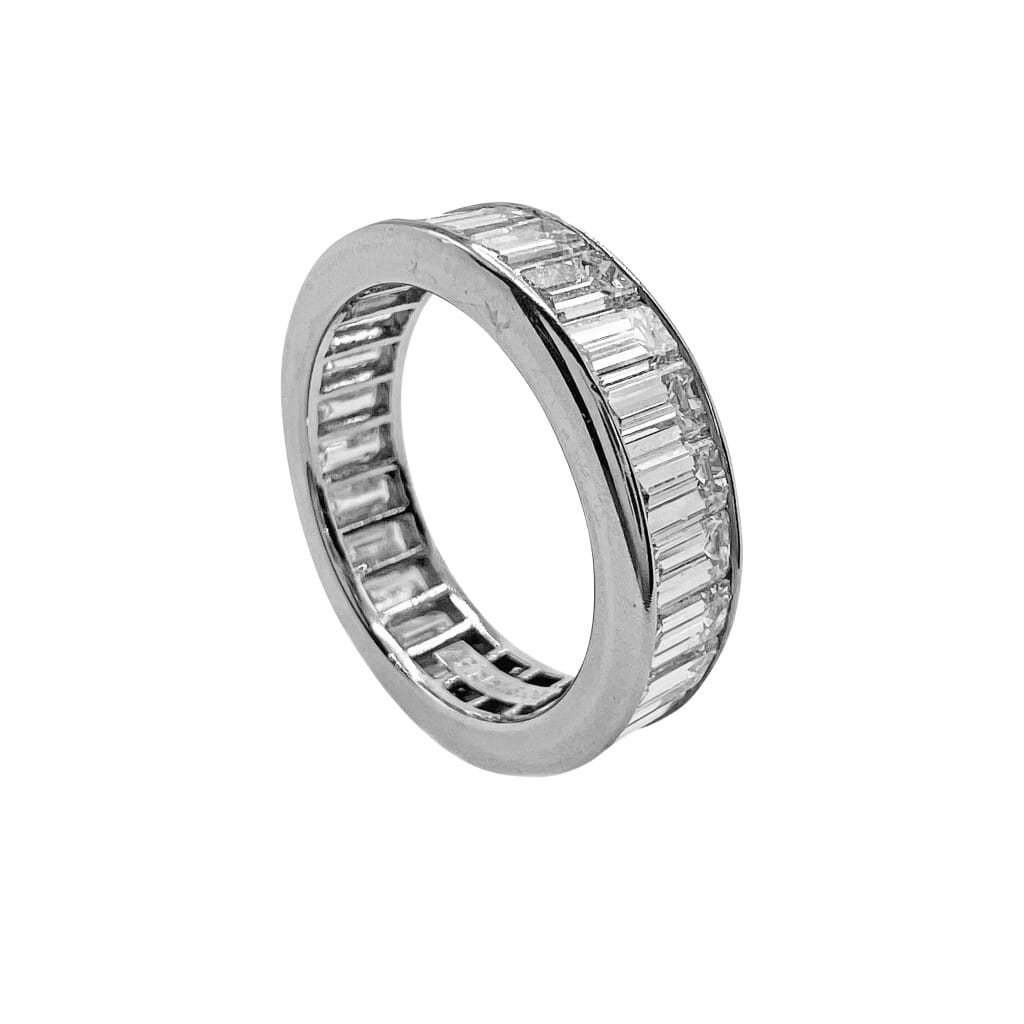 Platinum and 5.03ctw Emerald Cut Diamond Eternity Band Ring