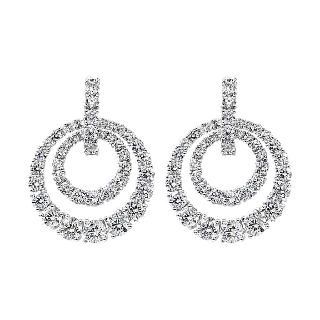 White Gold and 9.35ct Diamond Circular Drop Earrings