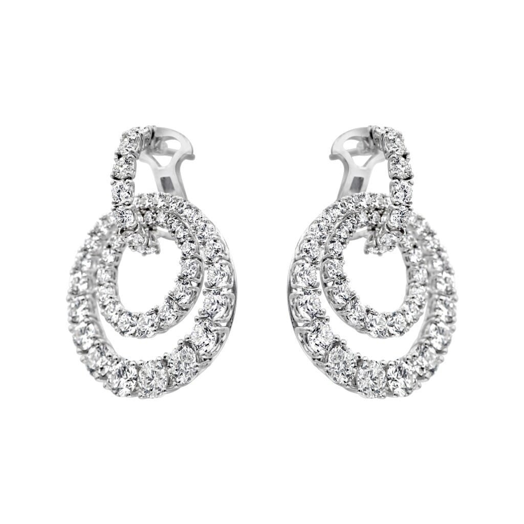 White Gold and 9.35ct Diamond Circular Drop Earrings