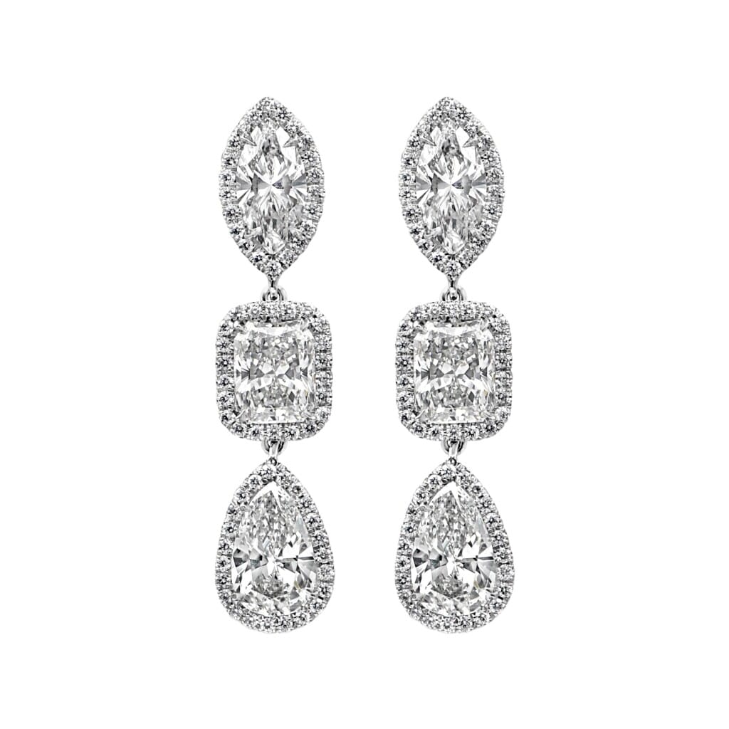 Platinum and 5.80ct Diamond Dangling Drop Earrings