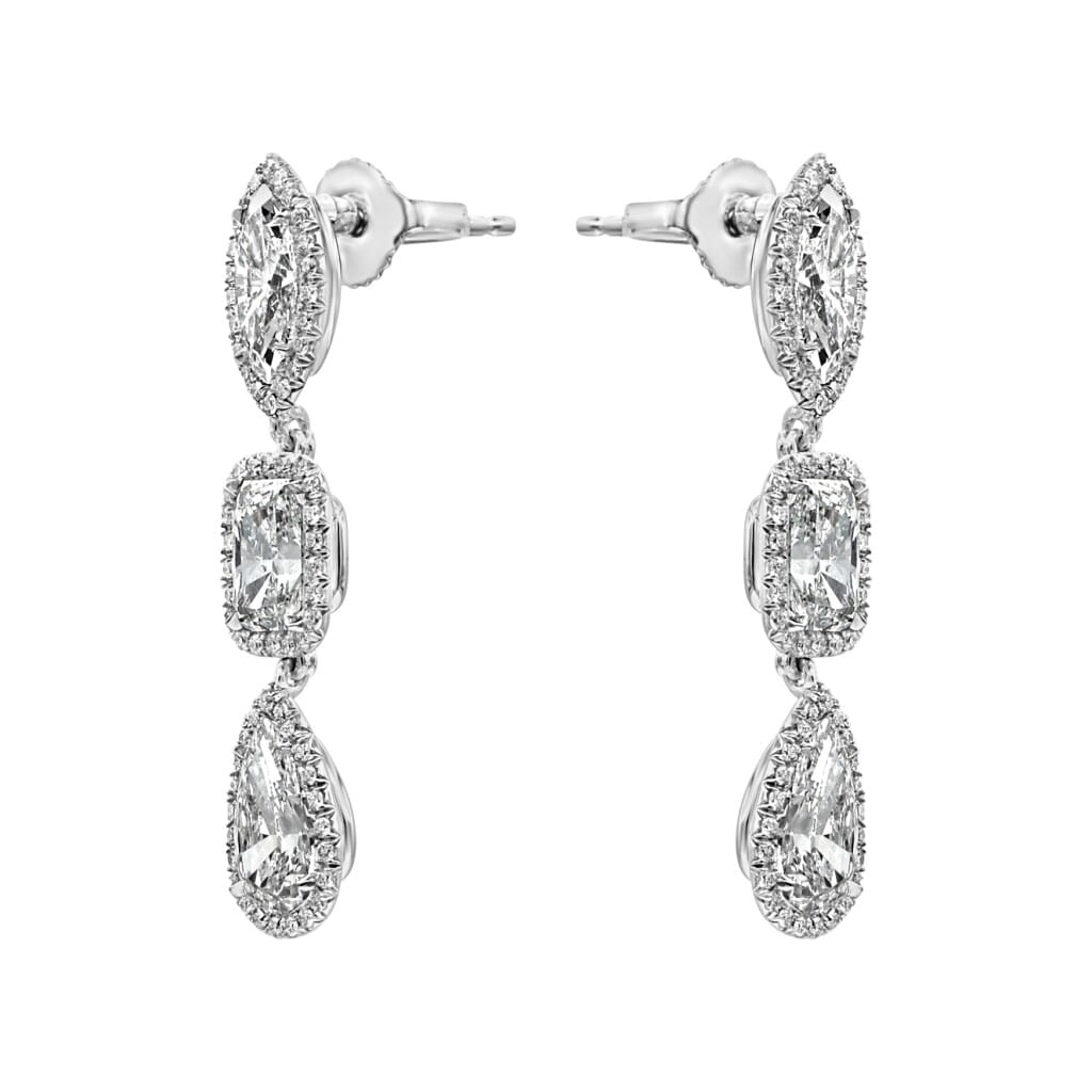 Platinum and 5.80ct Diamond Dangling Drop Earrings