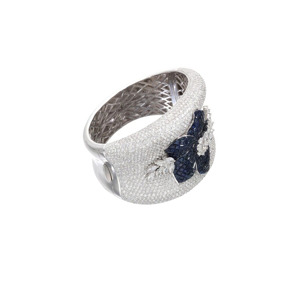 White Gold, Sapphire and Diamond Floral Bracelet