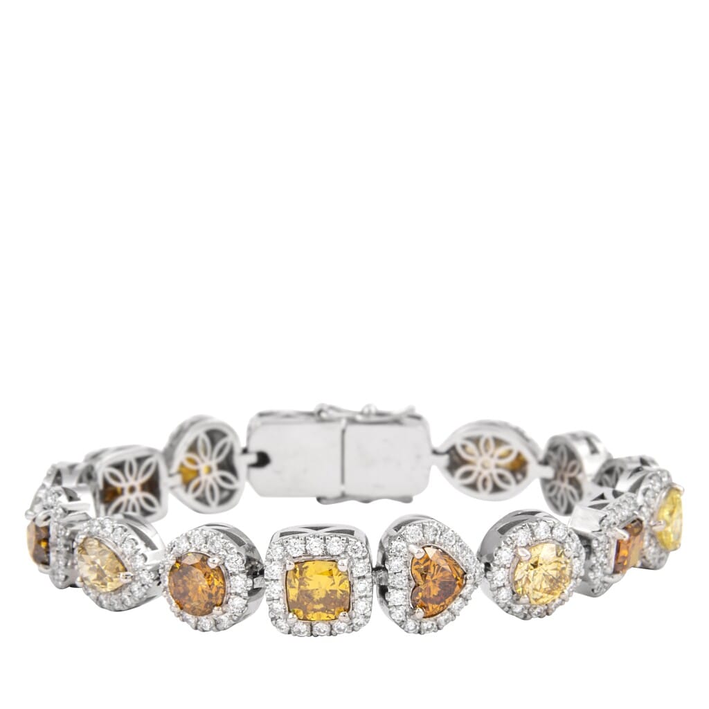 White Gold, 18.99ct Multi-Shape Fancy Color Diamond and Diamond Bracelet