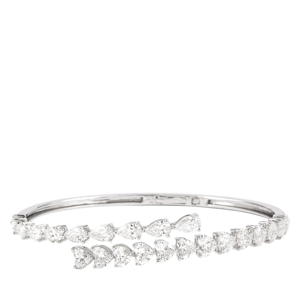 White Gold and 6.40ct Diamond Bypass Bangle Bracelet