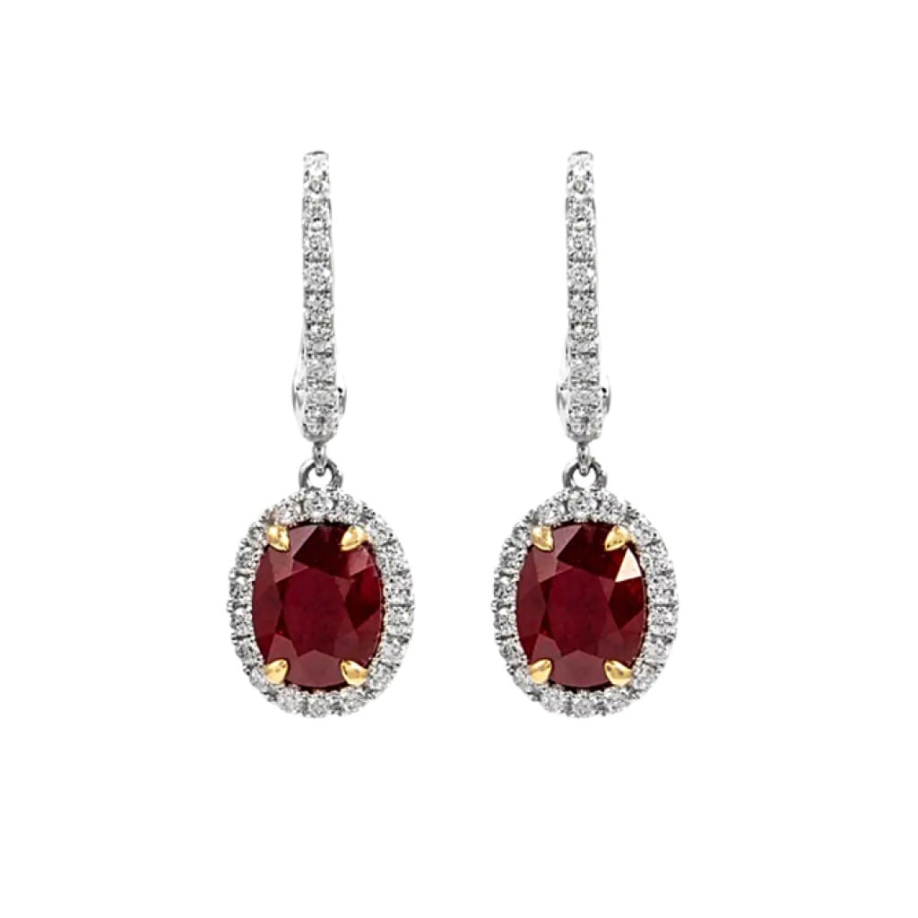 White Gold, 4.20ct Burmese Ruby and Diamond Drop Earrings