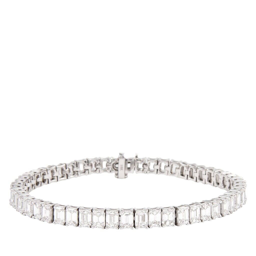 White Gold and 12.65ct Emerald Cut Diamond Tennis Bracelet