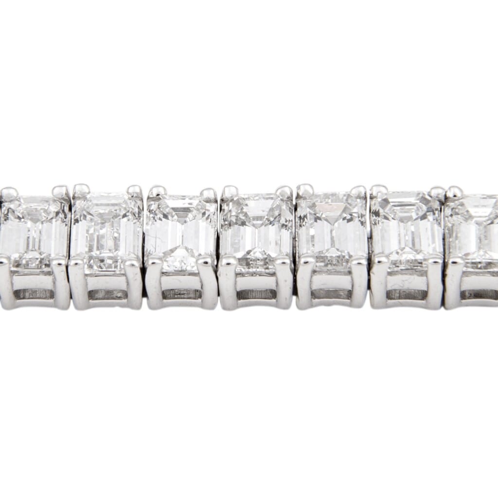 White Gold and 12.65ct Emerald Cut Diamond Tennis Bracelet
