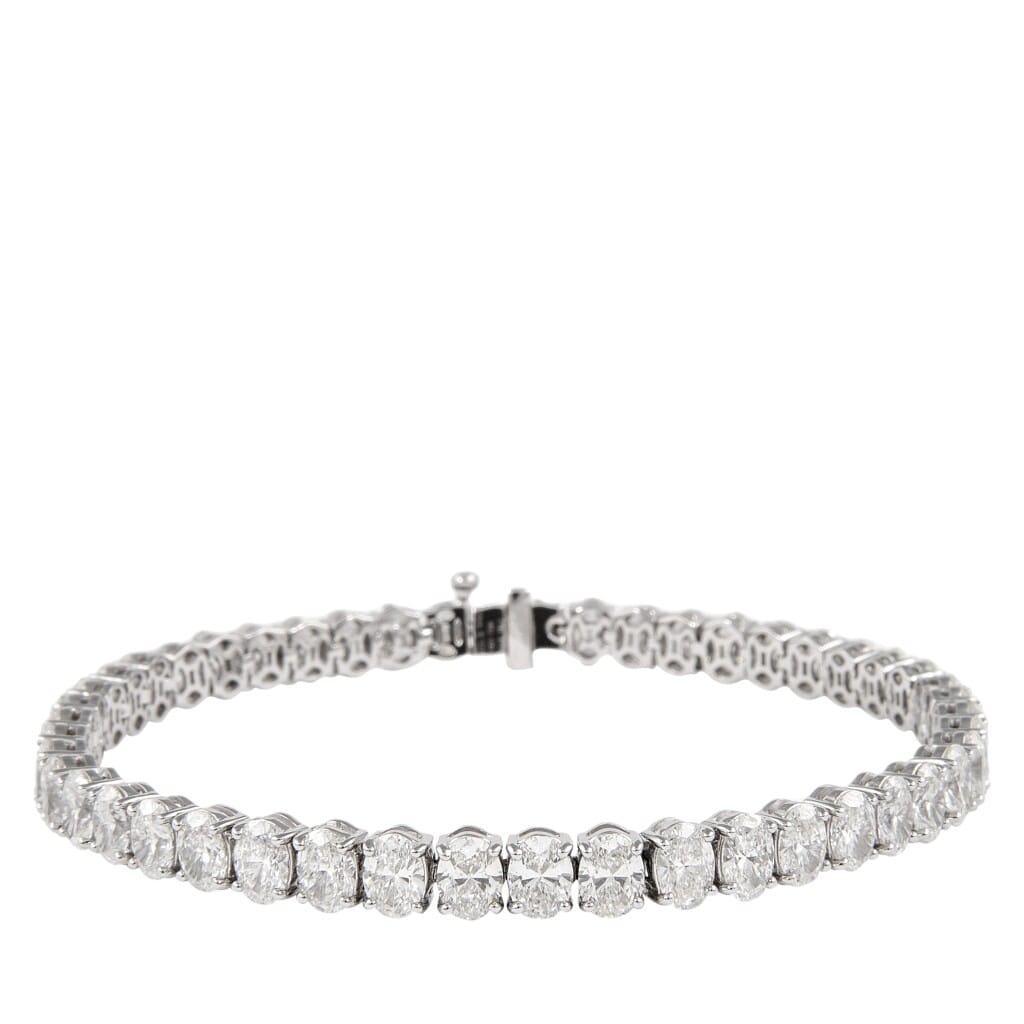 White Gold and 13.35ct Oval Cut Diamond Tennis Bracelet