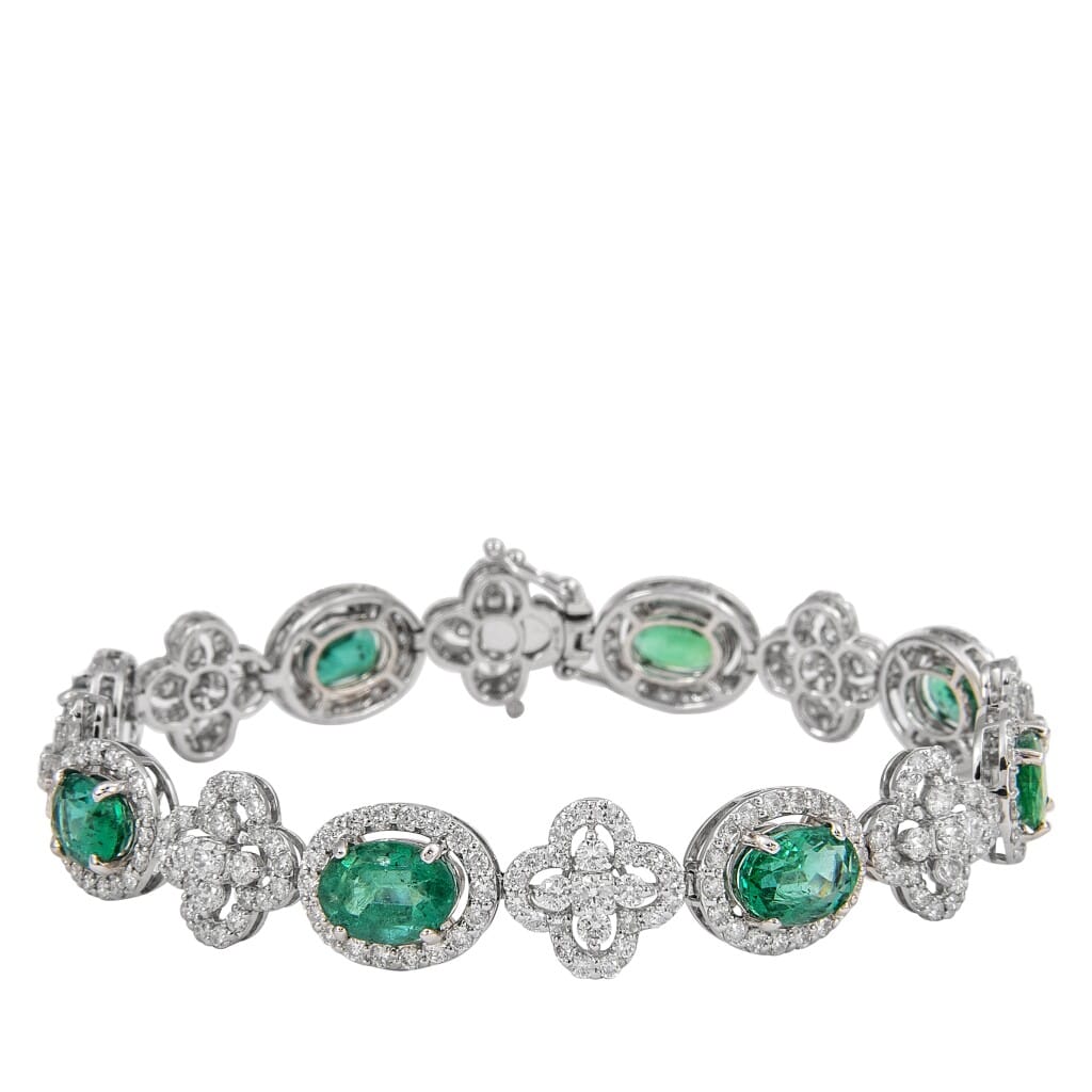 White Gold, 8.25ct Emerald and Diamond Bracelet