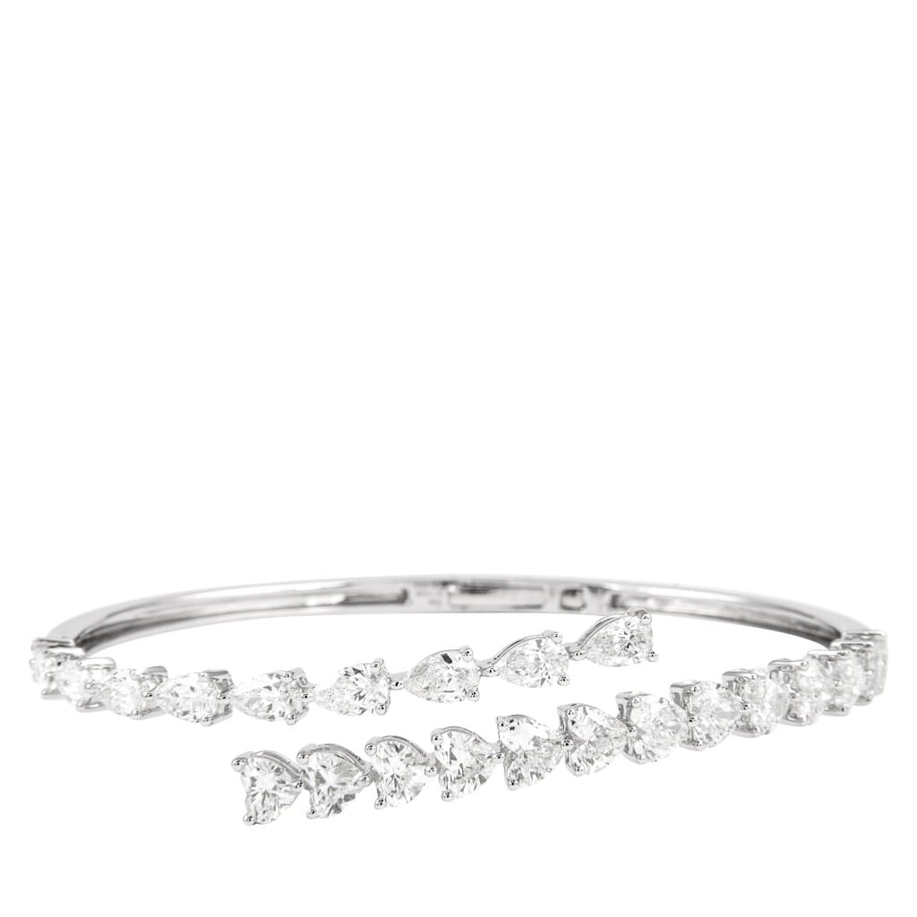 White Gold and 6.50ct Diamond Bypass Bangle Bracelet