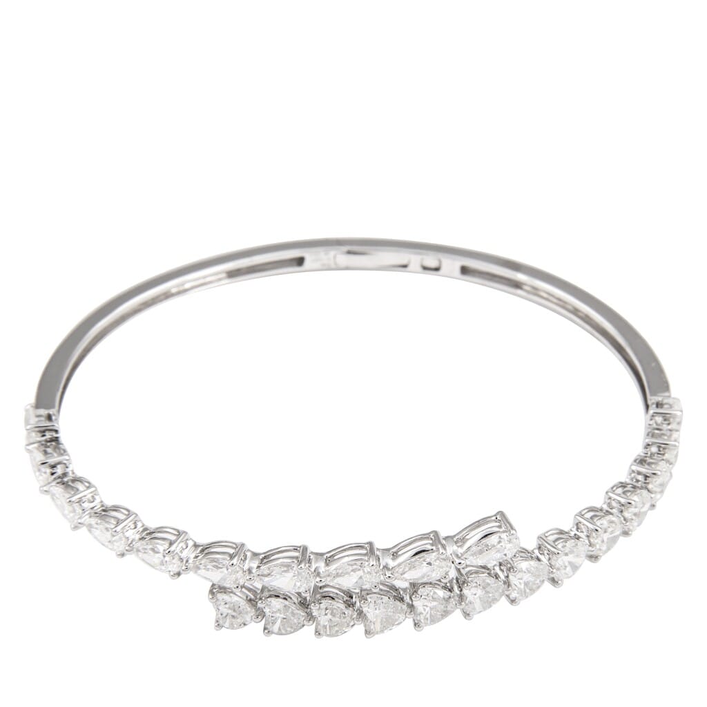 White Gold and 6.50ct Diamond Bypass Bangle Bracelet