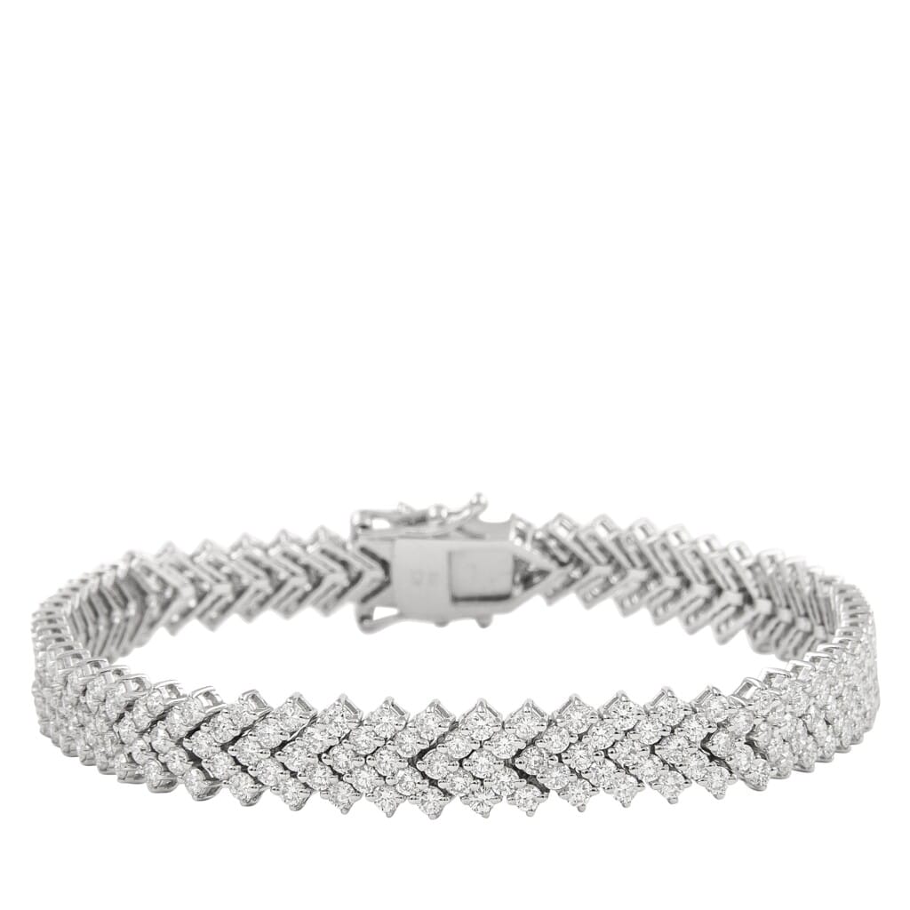 White Gold and 6.55ct Diamond Chevron Line Bracelet