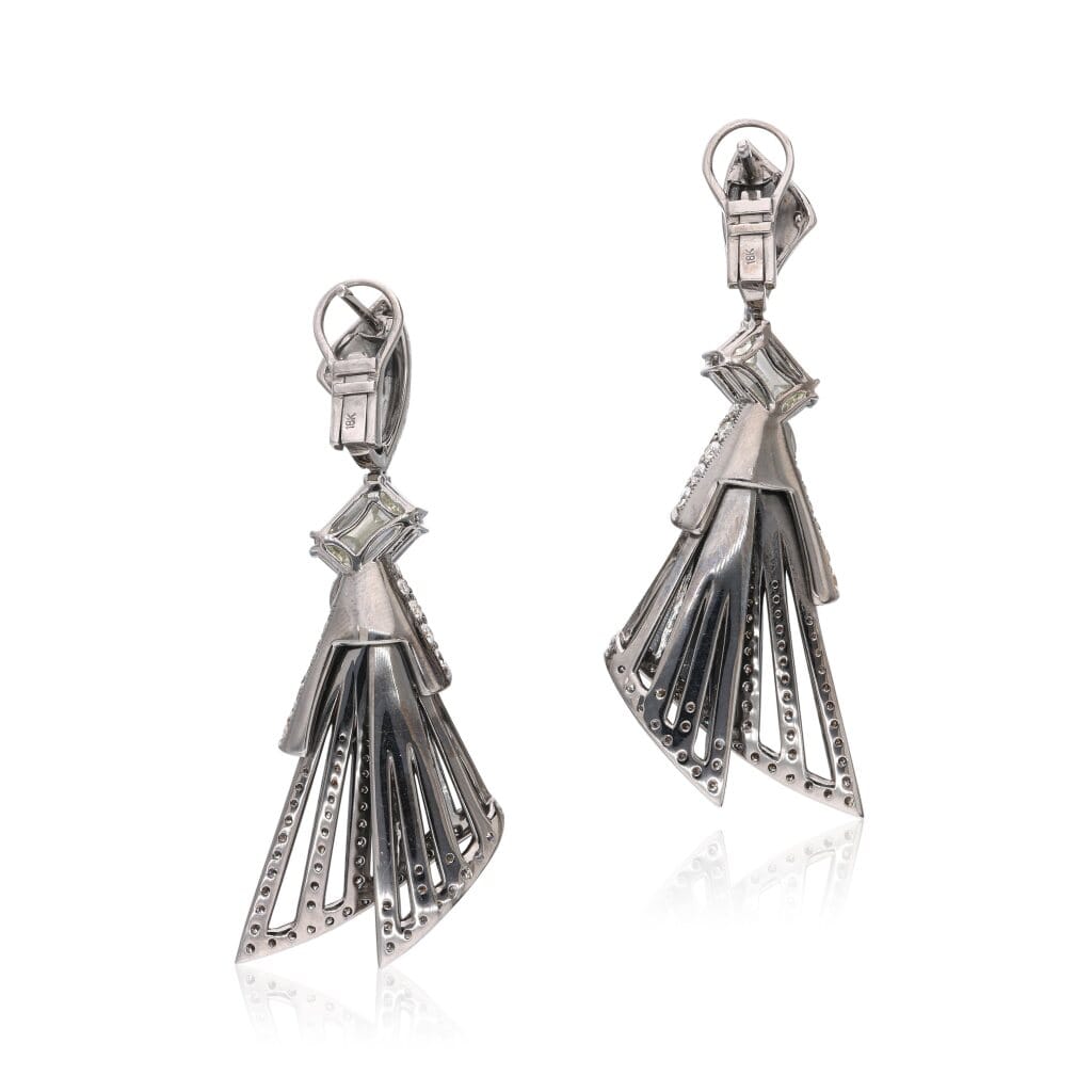 White Gold and Diamond Drop Earclips