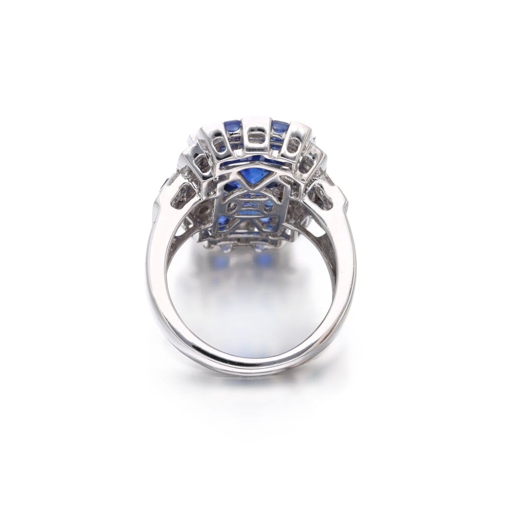 White Gold, 5.54ct Burmese Sapphire, Sapphire and Diamond Ring